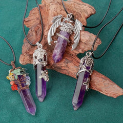 Amethysts Necklace Tree Of Life Hexagon Heart Pendant