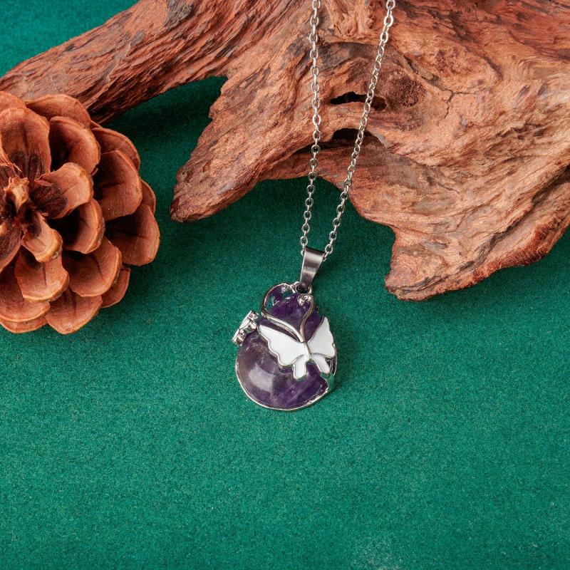 Amethysts Necklace Tree Of Life Hexagon Heart Pendant