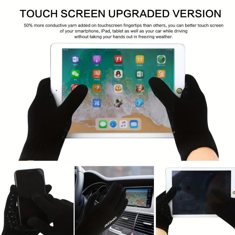 Winter Touch Screen Gloves Non Slip Warm Knit - Running Driving Hiking