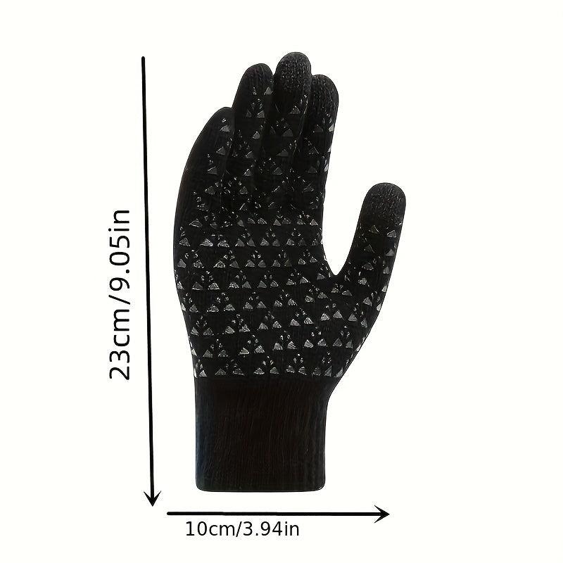 Winter Touch Screen Gloves Non Slip Warm Knit - Running Driving Hiking