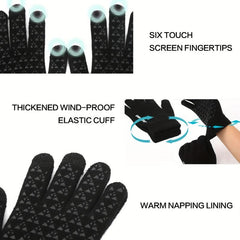 Winter Touch Screen Gloves Non Slip Warm Knit - Running Driving Hiking