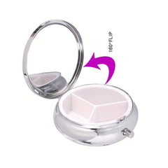 Elephant Round Pill Box 3 Compartment Mini Decorative Portable Travel Organizer