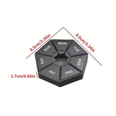 Mini Round Pill Box 7 Days Medicine Organizer Container Cases