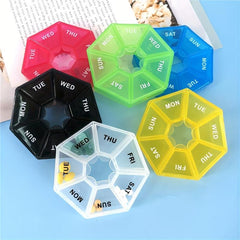 Mini Round Pill Box 7 Days Medicine Organizer Container Cases