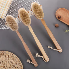 Wooden Handle Bath Shower Brush with Soft Natural Bristles