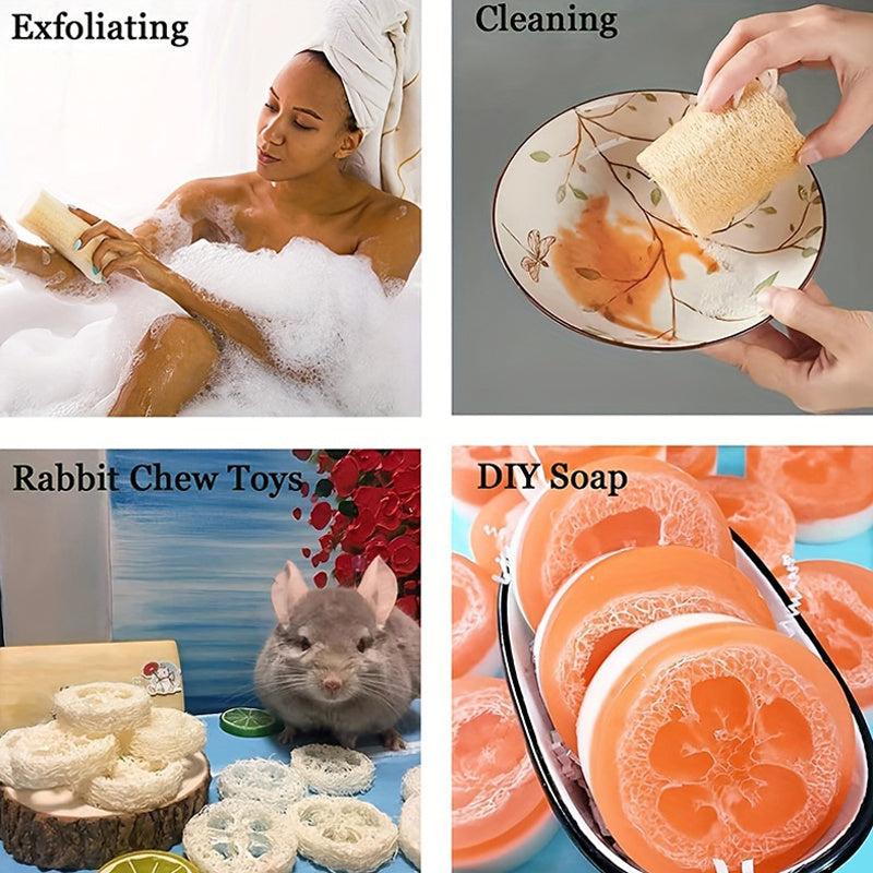 2pcs Natural Loofah Sponge Towels Exfoliating Scrub for Shower Gel Body Massage