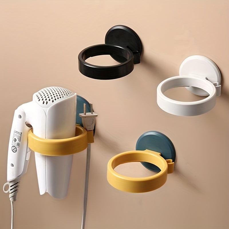 Hair Dryer Straightener Bracket Wall Mounted Shelf Bathroom Punch Wire Hanger