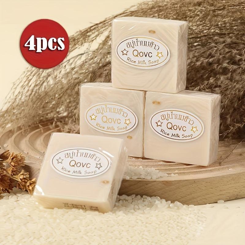 12pcs Rice Soap 65g Coconut Essential Cleansing Soap Hand Face Bathing