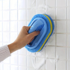 Durable Sponge Cleaning Brush with Handle for Bathroom and Kitchen