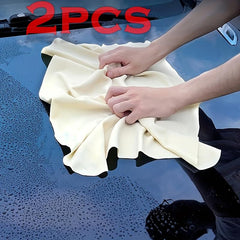 2pcs Car Cleaning Cloth Leather & Glass Towel