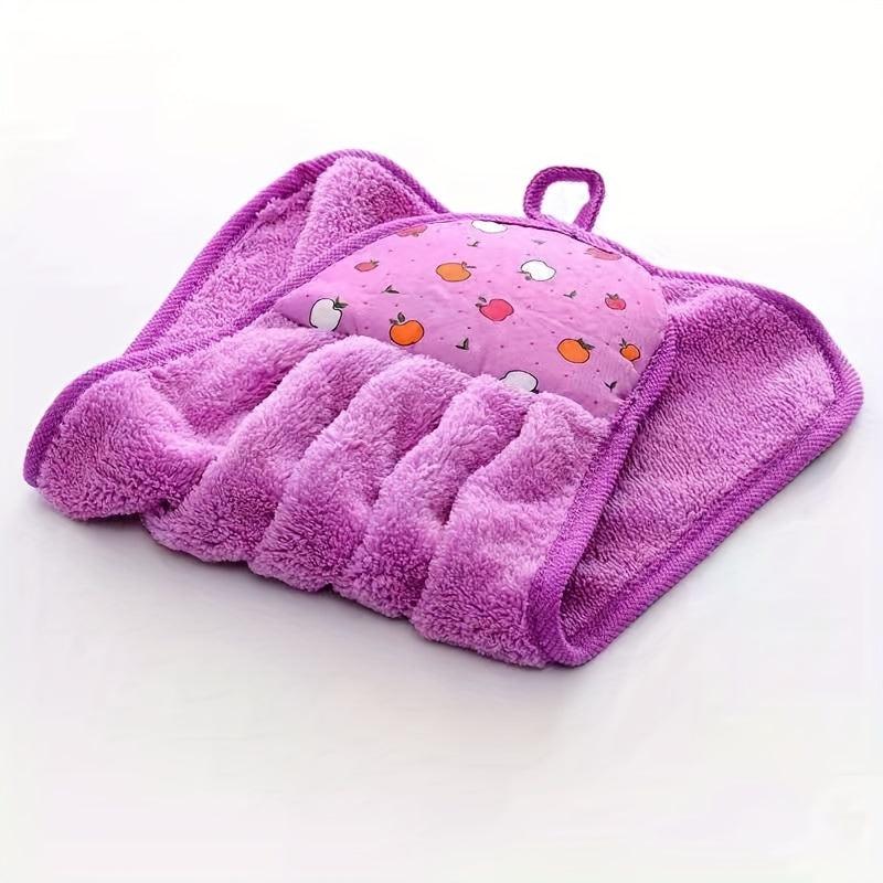 3pcs Coral Velvet Kitchen Hand Towels - Absorbent & Hangable