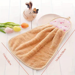 3pcs Coral Velvet Kitchen Hand Towels - Absorbent & Hangable