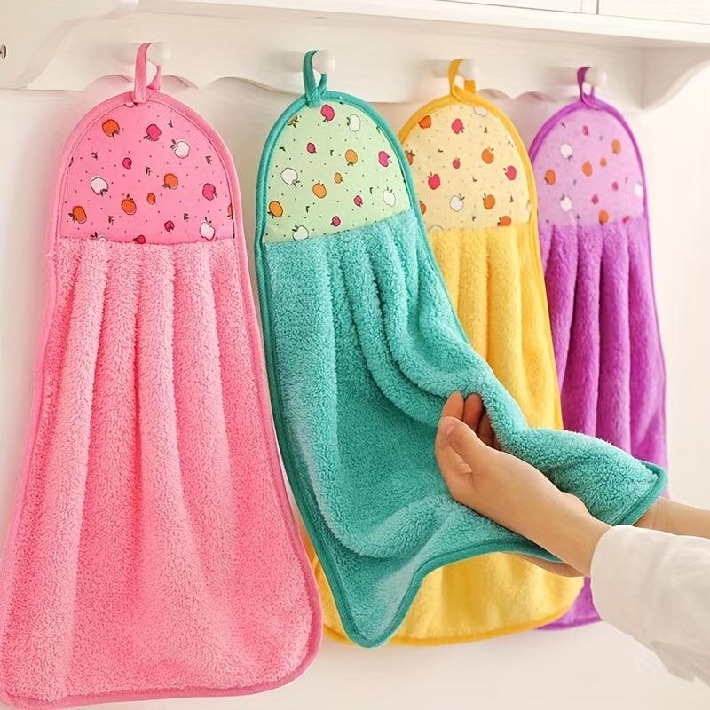 3pcs Coral Velvet Kitchen Hand Towels - Absorbent & Hangable