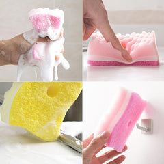 4pcs S Type Wave Sponge Scouring Pad Kitchen Cleaning Sponge Dish Towels