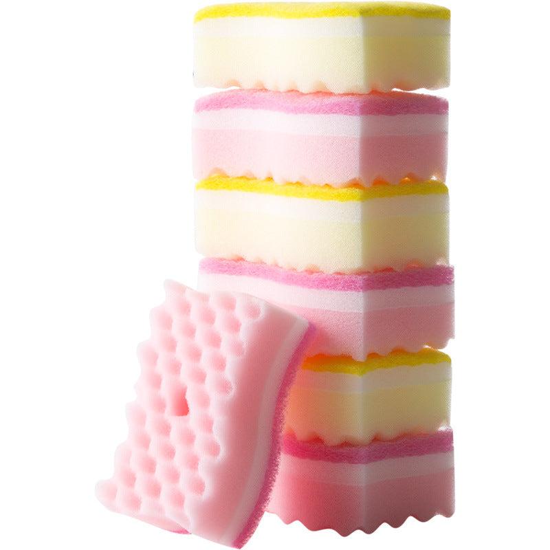 4pcs S Type Wave Sponge Scouring Pad Kitchen Cleaning Sponge Dish Towels
