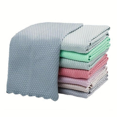 10pcs Fish Scale Glass Wiping Cloth Microfiber Cleaning Cloth