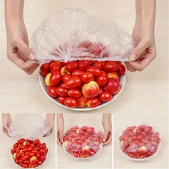 Disposable Food Cover 100 Pieces Plastic Elastic Bowl Cover