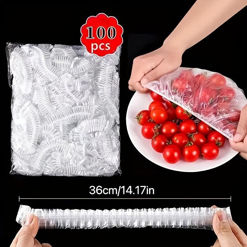 Disposable Food Cover 100 Pieces Plastic Elastic Bowl Cover
