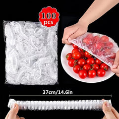 100pcs Disposable Cling Film Sleeves Fresh Keeping Bowl Covers