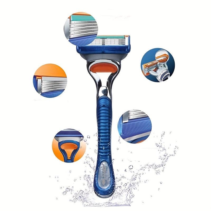 5pcs Manual Men's Razor 5 layer Blades Razor For Men With Dual Lubrication