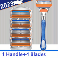5pcs Manual Men's Razor 5 layer Blades Razor For Men With Dual Lubrication