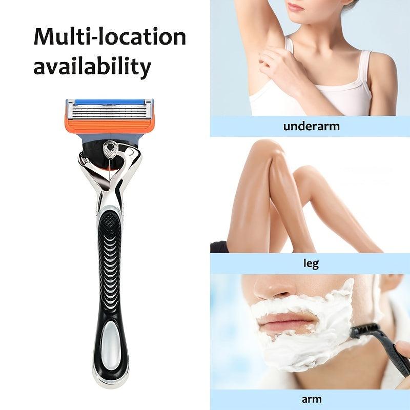 5-Layer Reusable Safety Razor Set - Stainless Steel Blades for Men and Women