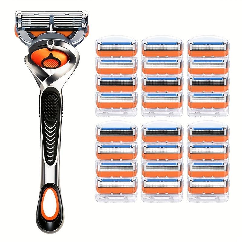 5-Layer Reusable Safety Razor Set - Stainless Steel Blades for Men and Women