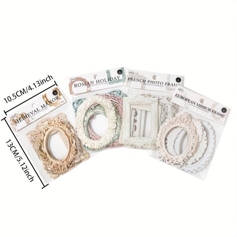 10sheets Retro Mirror Photo Frame Background Craft Paper Washi Tape