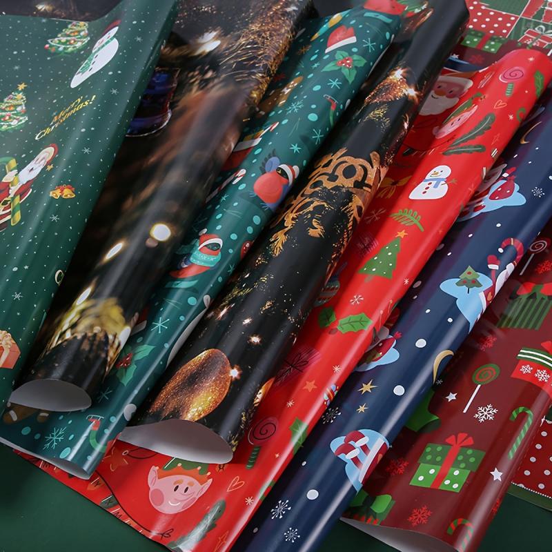 5pcs Christmas Gift Wrapping Paper with Christmas Tree Elk Design