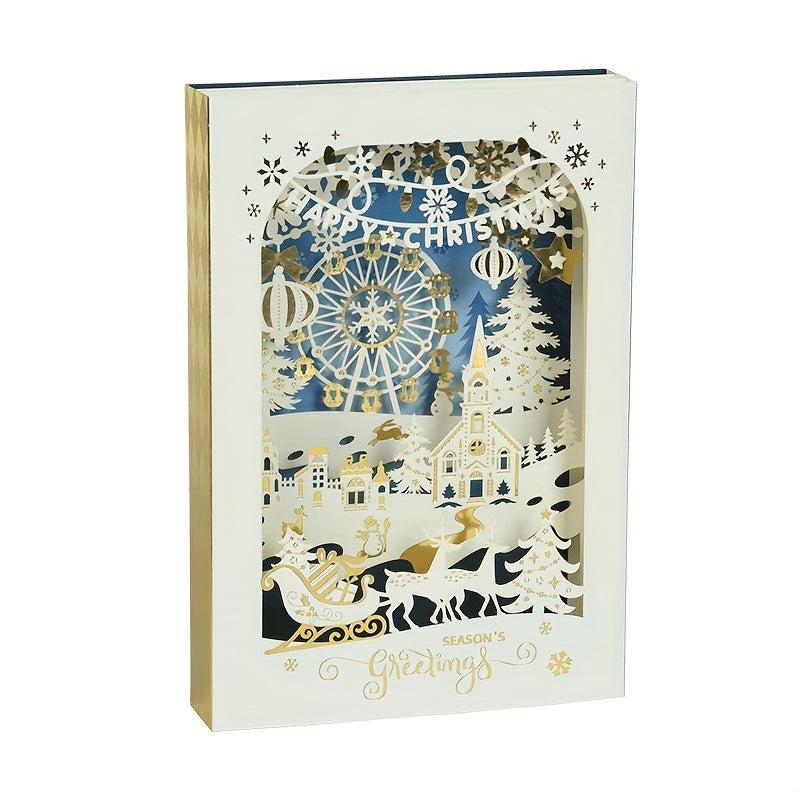 Christmas 3D Ornament Greeting Card Laser Engraving Hot Stamping Process