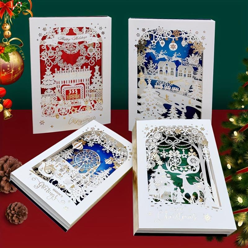 Christmas 3D Ornament Greeting Card Laser Engraving Hot Stamping Process