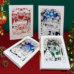 Christmas 3D Ornament Greeting Card Laser Engraving Hot Stamping Process