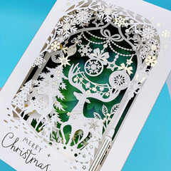 Christmas 3D Ornament Greeting Card Laser Engraving Hot Stamping Process
