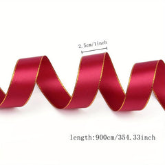 9m Double Sided Golden Edge Ribbon Flower Gift Wrapping