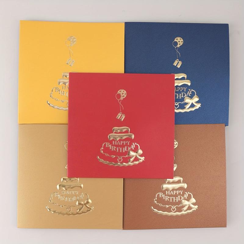 3D Cake Birthday Greeting Card Retro Blessing Gift