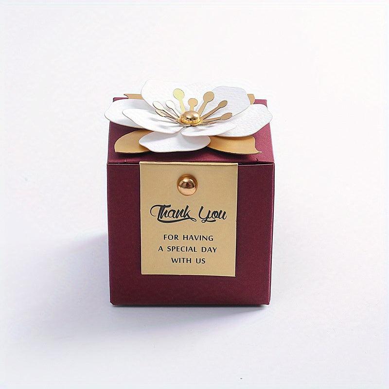 20pcs Flower Square Wedding Candy Box Little Flower Chocolate Box