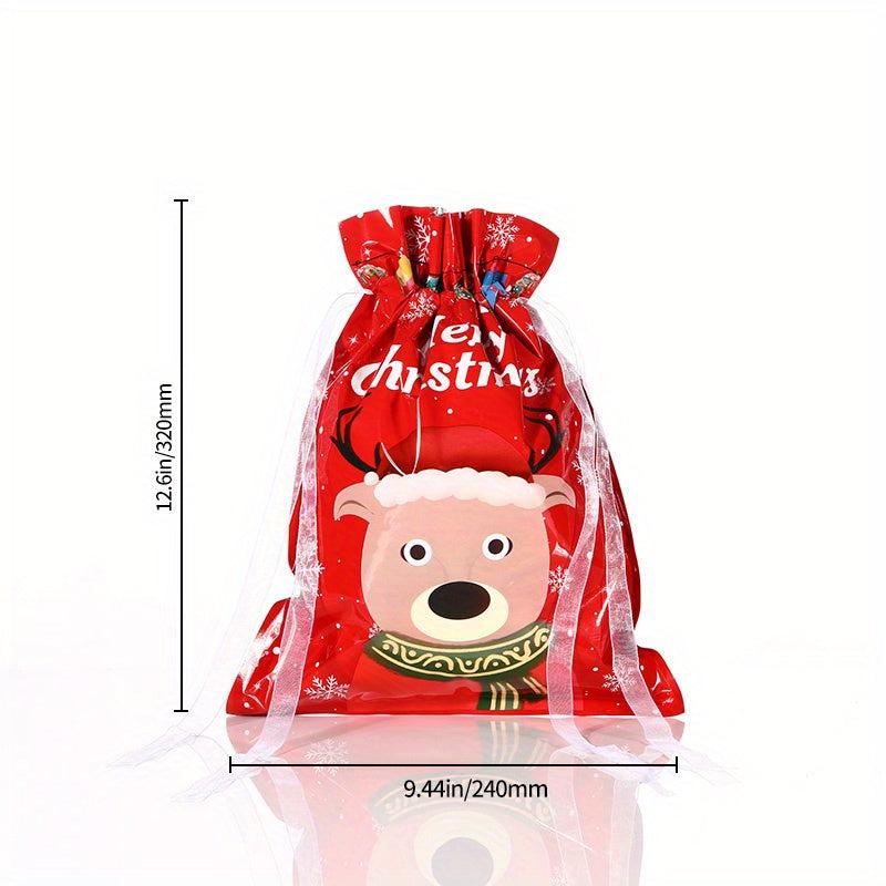 10PCS Christmas Drawstring Bags - Ideal for Parties & More