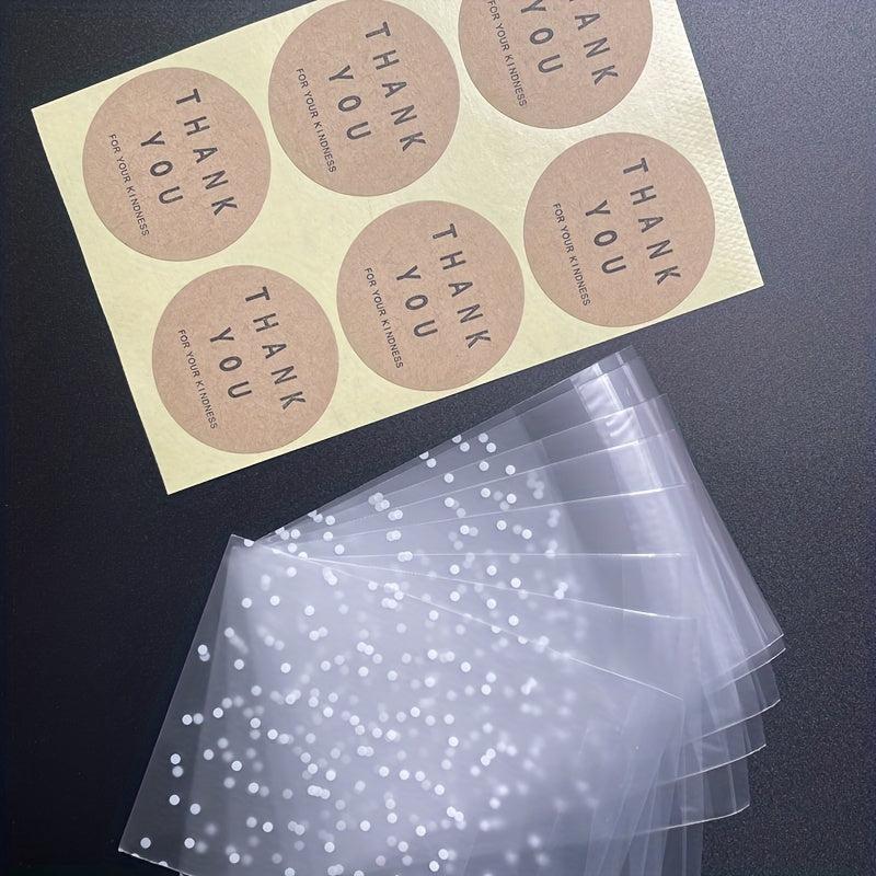 200pcs Translucent Dots Plastic Bags for Cookies Cupcakes Self Adhesive 10x7cm