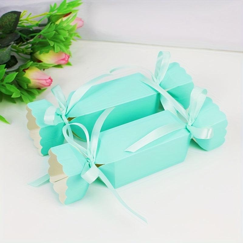 50pcs Christmas Candy Box Gift with Ribbon - DIY Sweets Cookies Decoration