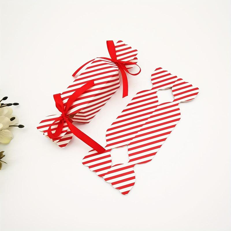 50pcs Christmas Candy Box Gift with Ribbon - DIY Sweets Cookies Decoration