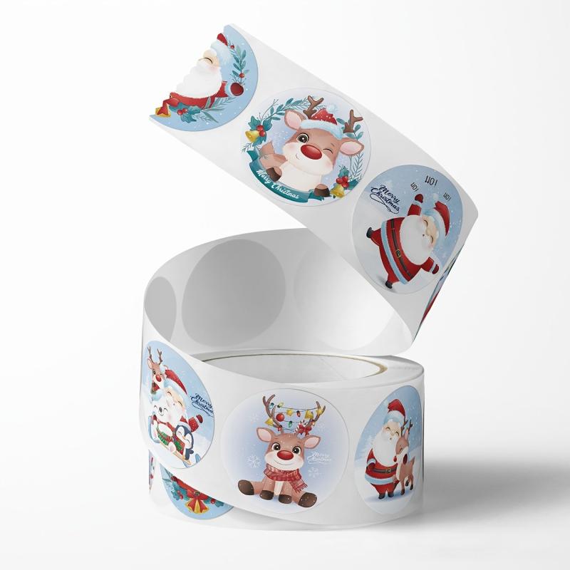 Merry Christmas Santa Stickers - 500pcs