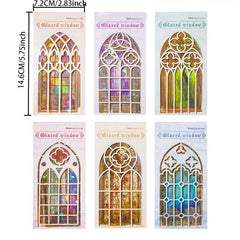 10pcs Vintage Doors & Windows Stickers Pack DIY Scrapbooking Art Aesthetics