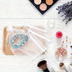 50pcs Organza Gift Bags Transparent Mesh Bags for Jewelry Cosmetics Candy