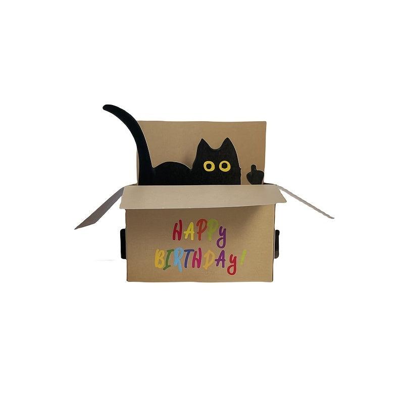 Funny Cat Pop Up Birthday Greeting Card with Envelop & Message Card