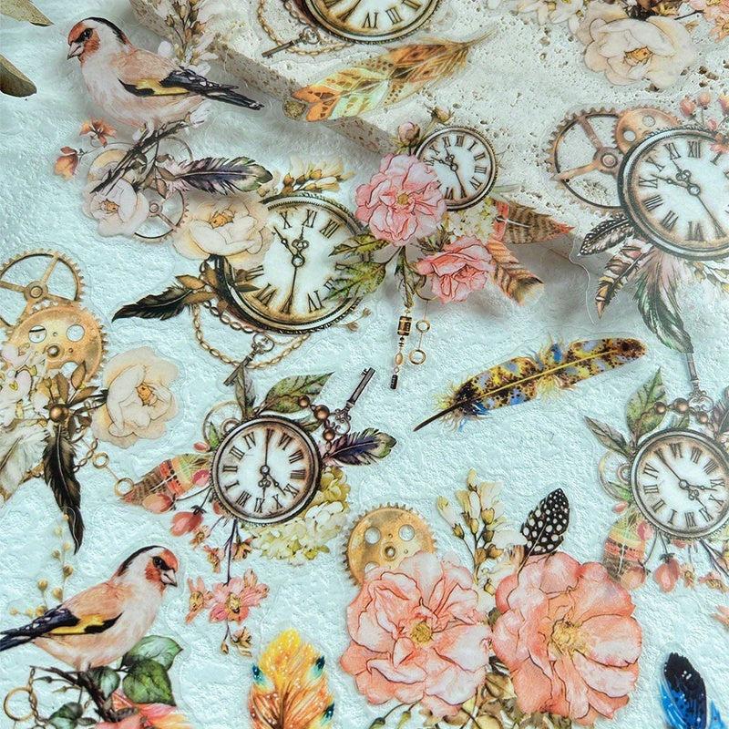 40 Retro Feather Stickers for DIY Decoration of Journals Scrapbooks Crafts