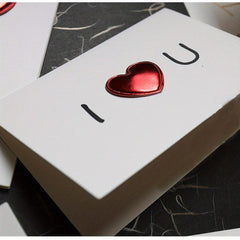 1pc Valentines 3D Love Card Leather Heart Greeting Cards