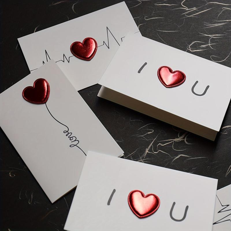 1pc Valentines 3D Love Card Leather Heart Greeting Cards