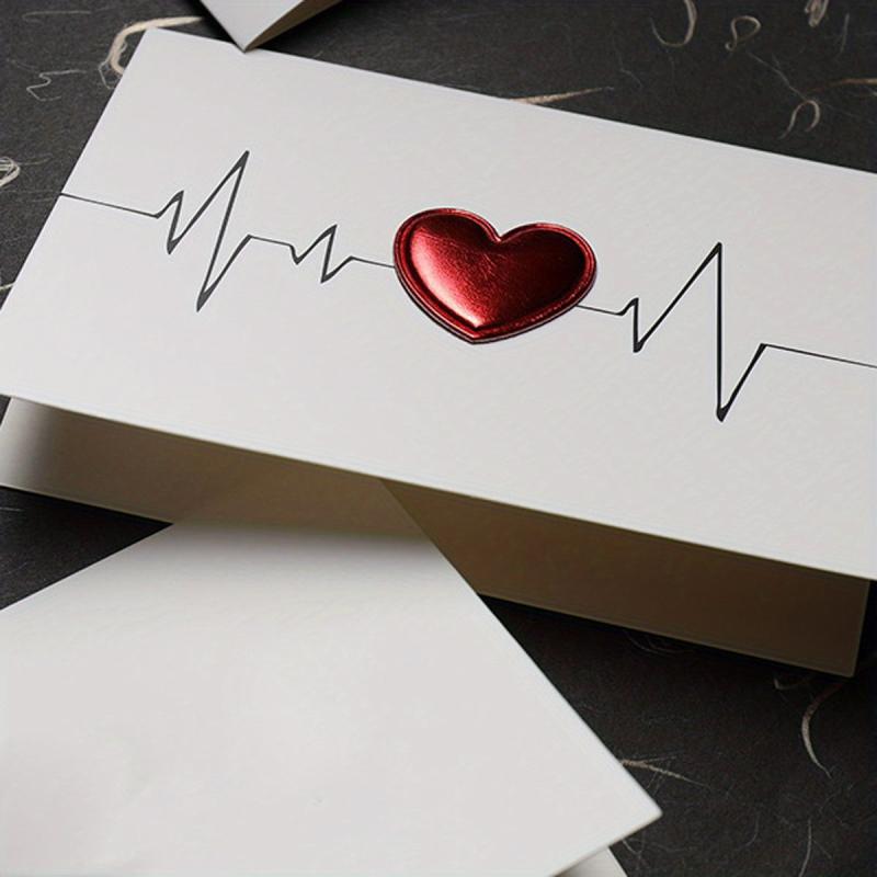 1pc Valentines 3D Love Card Leather Heart Greeting Cards