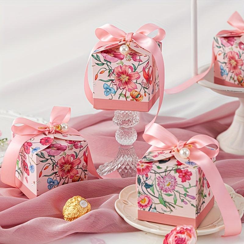 Hand Drawn Floral Plant Candy Box Wedding Favors Holiday Christmas Delights