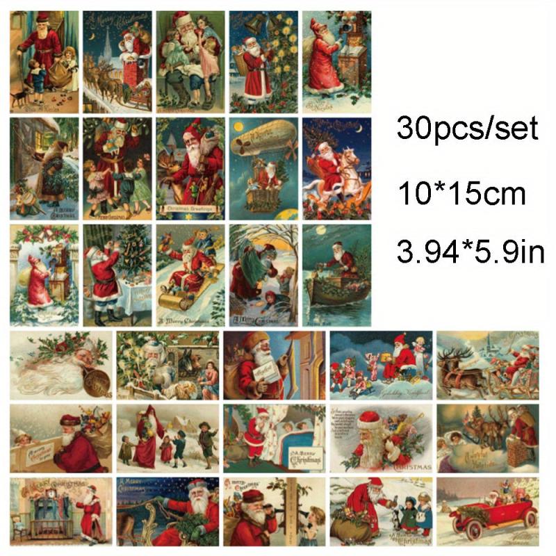 30pcs Christmas Greeting Cards Vintage Postcards Small Business Supplies